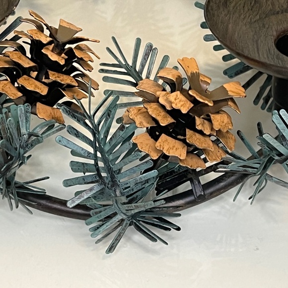 PartyLite Pinecone Candleholder Wreath P8246 Metal Centerpiece Holiday Decor - Picture 6 of 16